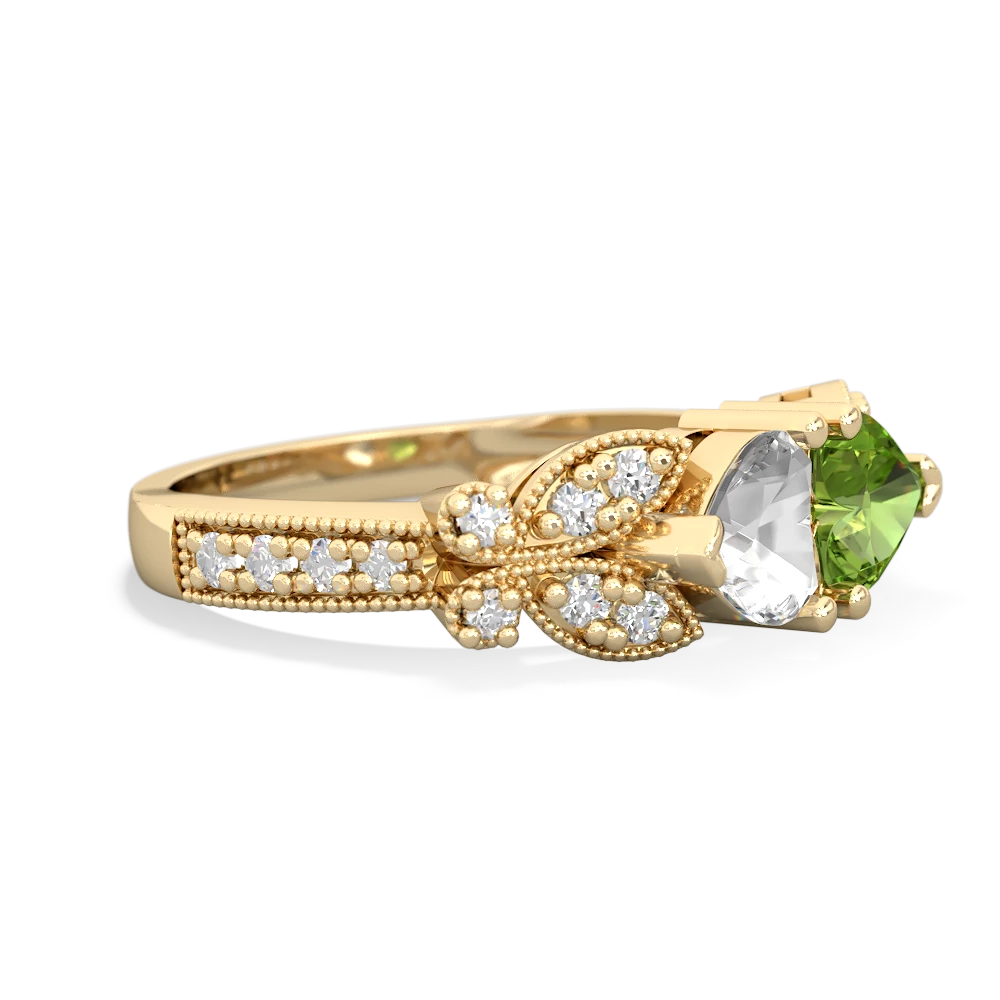 White Topaz Diamond Butterflies 14K Yellow Gold ring R5601