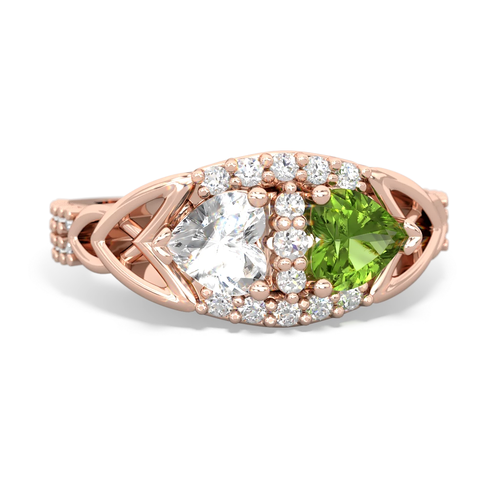 White Topaz Sparkling Celtic Knot 14K Rose Gold ring R2645