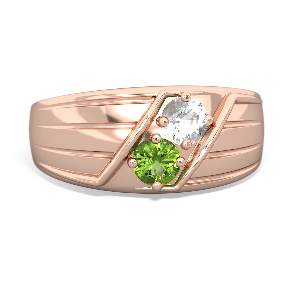 White Topaz Men's Streamline 14K Rose Gold ring R0460