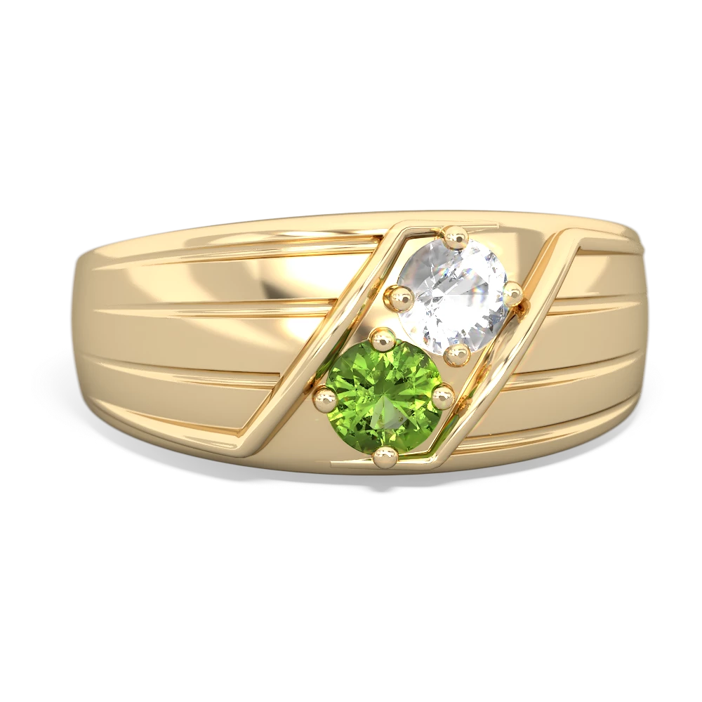 White Topaz Men's Streamline 14K Yellow Gold ring R0460