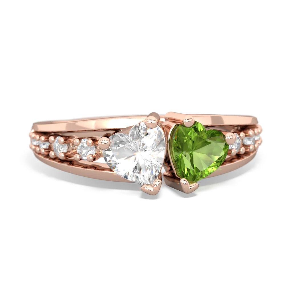 White Topaz Heart To Heart 14K Rose Gold ring R3342