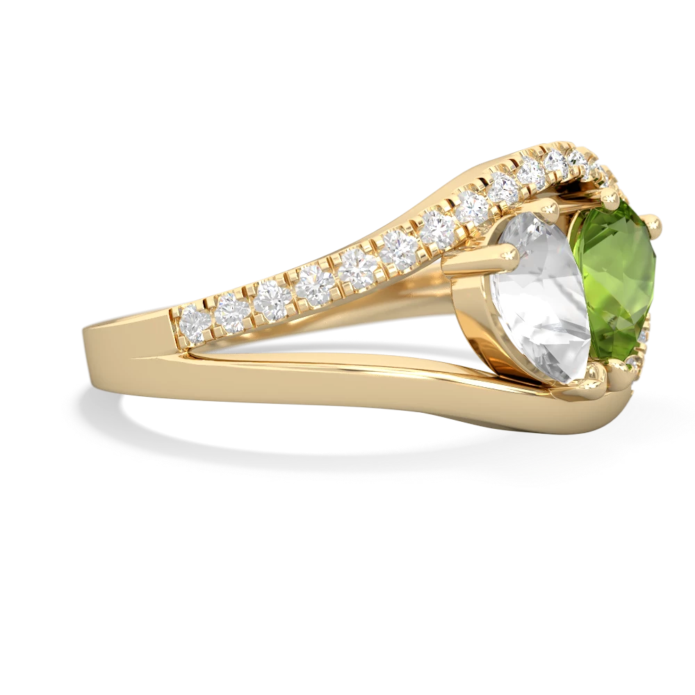 White Topaz Nestled Heart Keepsake 14K Yellow Gold ring R5650