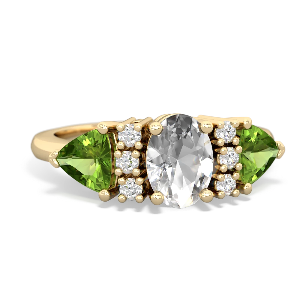 White Topaz Antique Style Three Stone 14K Yellow Gold ring R2186