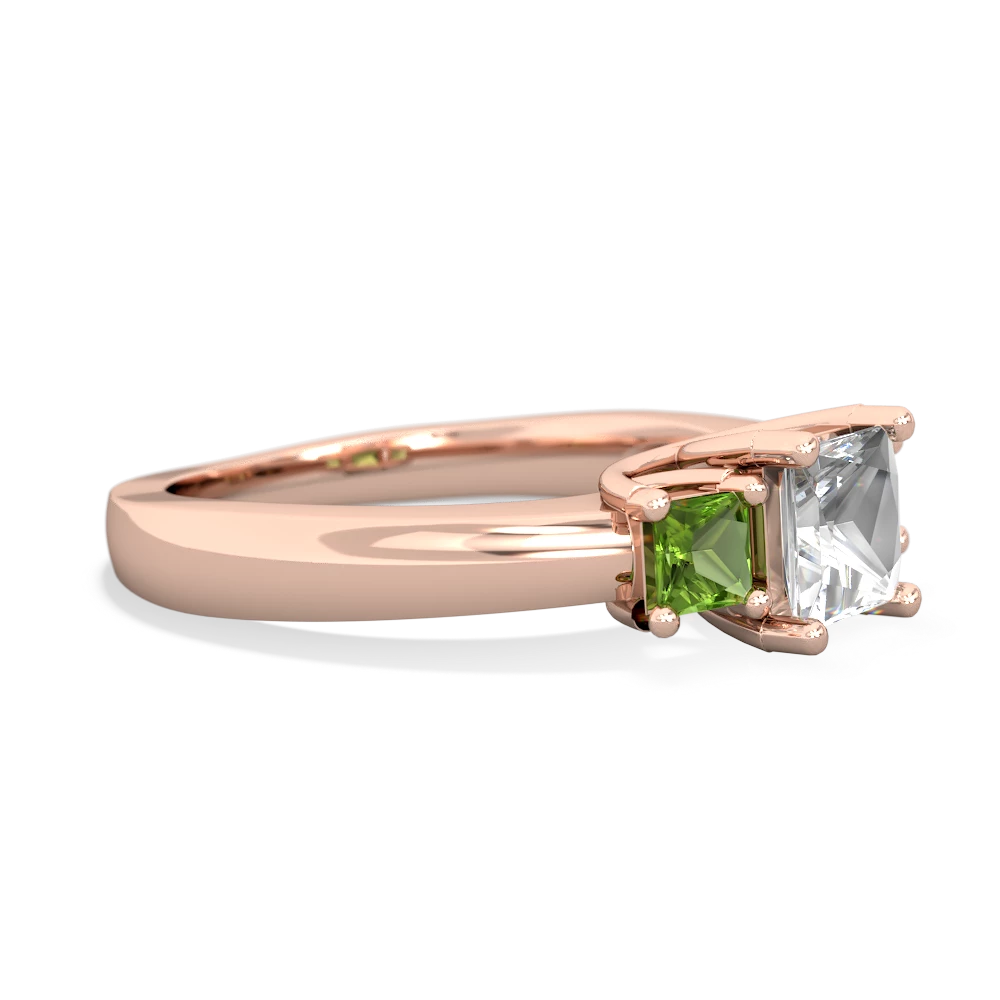 White Topaz Three Stone Trellis 14K Rose Gold ring R4015