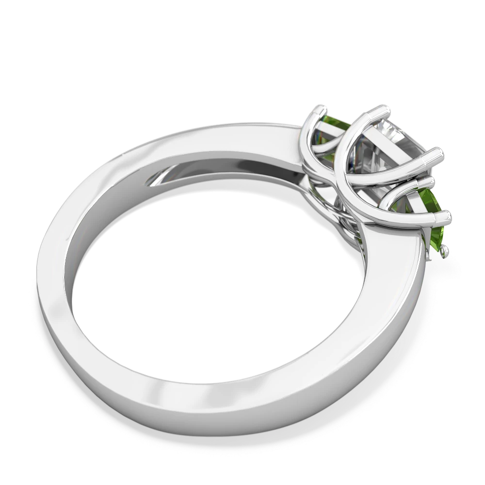 White Topaz Three Stone Trellis 14K White Gold ring R4015