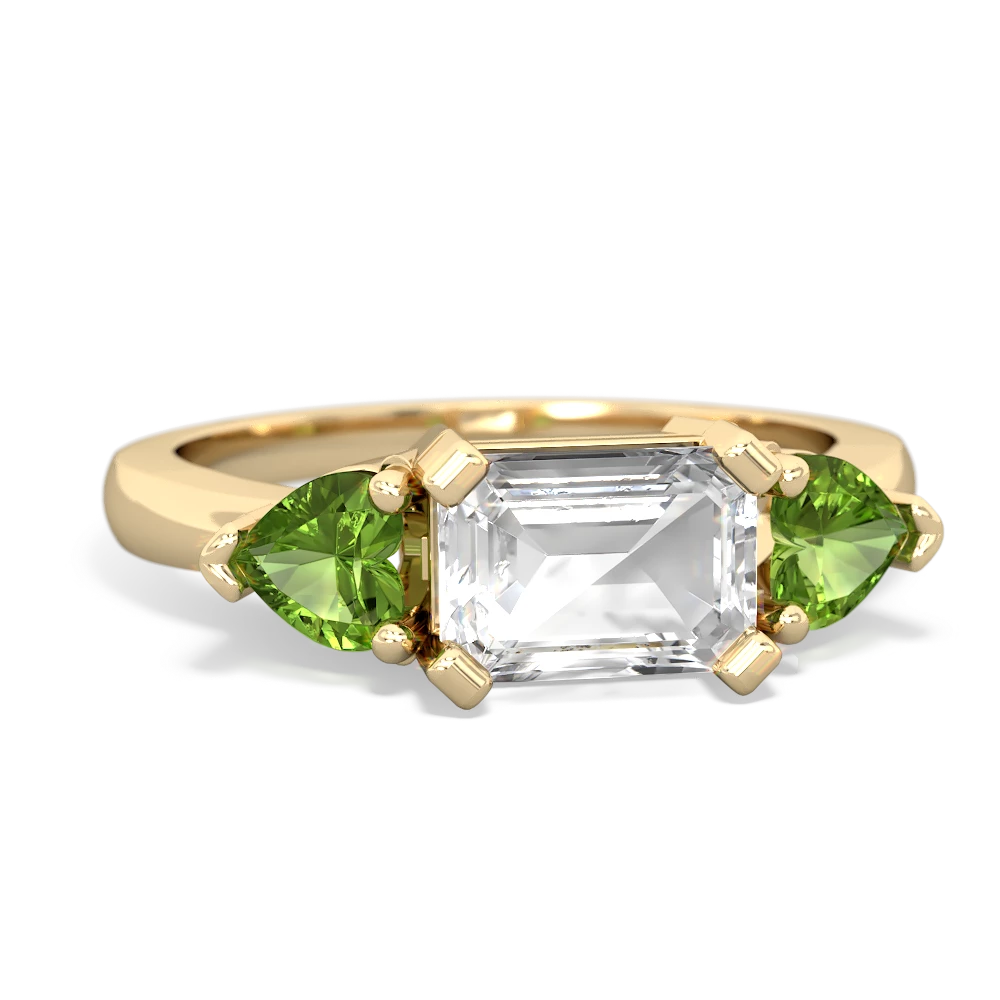 White Topaz Three Stone 14K Yellow Gold ring R5235