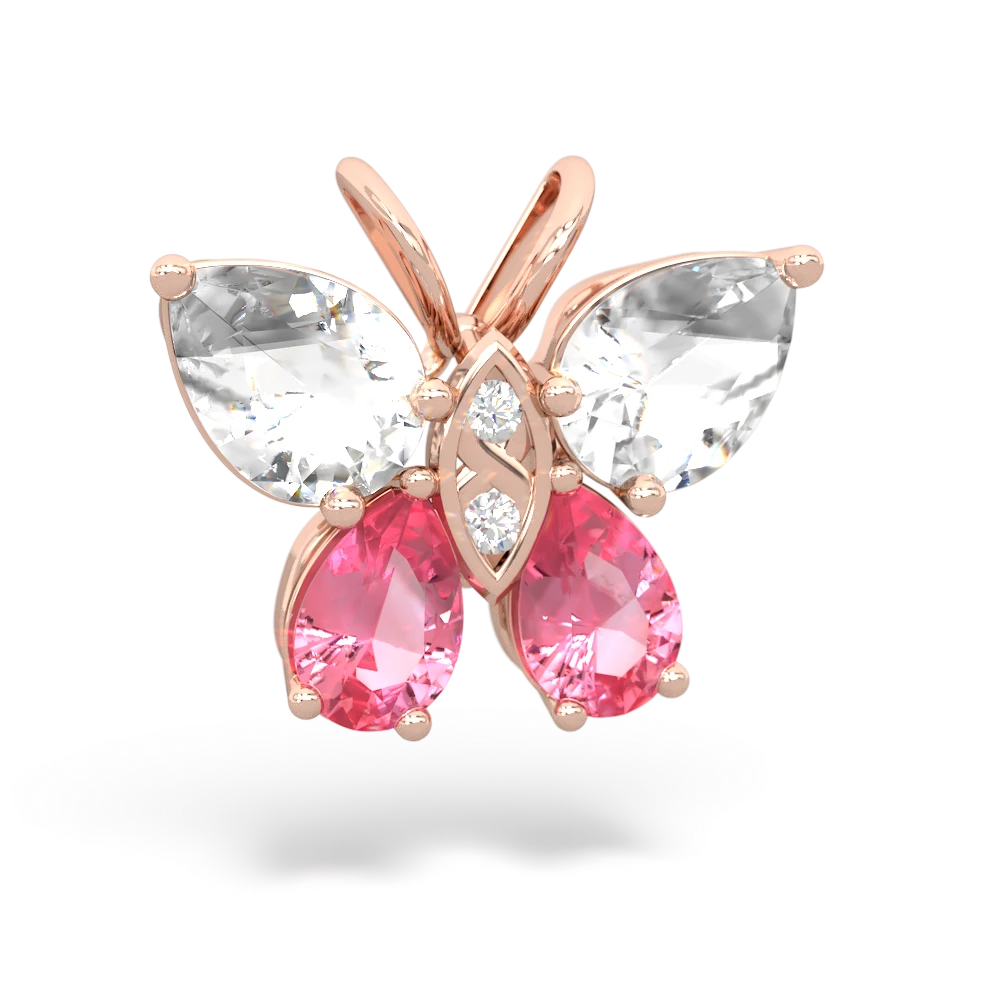 White Topaz Butterfly 14K Rose Gold pendant P2215