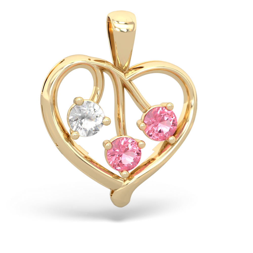 White Topaz Glowing Heart 14K Yellow Gold pendant P2233