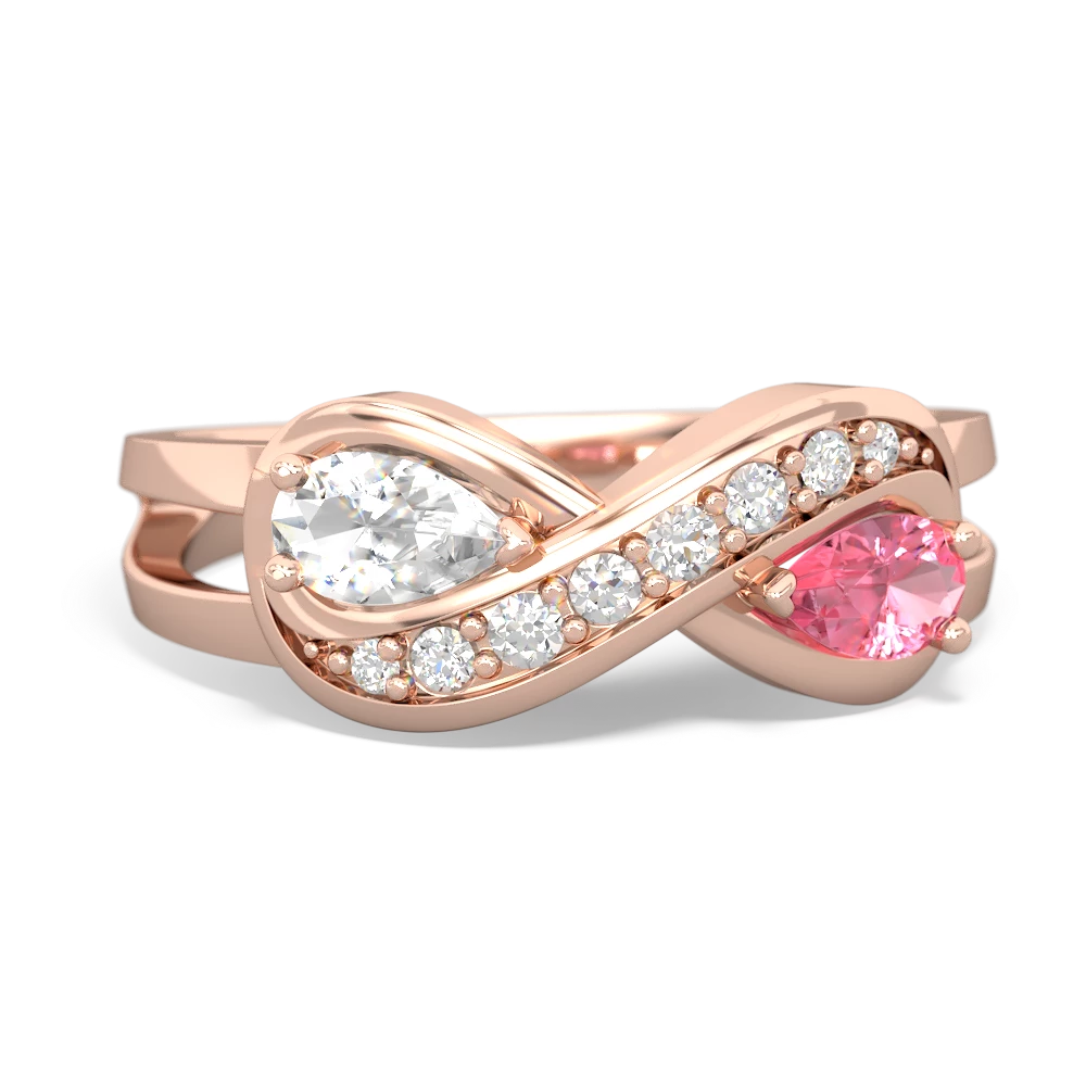 White Topaz Diamond Infinity 14K Rose Gold ring R5390