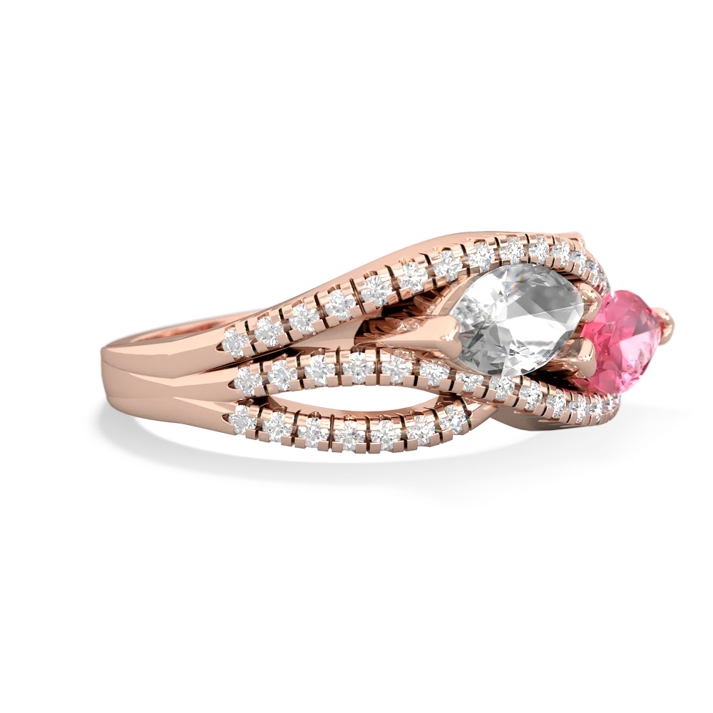 White Topaz Diamond Rivers 14K Rose Gold ring R3070