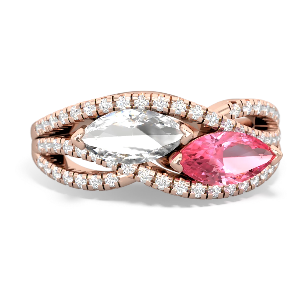 White Topaz Diamond Rivers 14K Rose Gold ring R3070