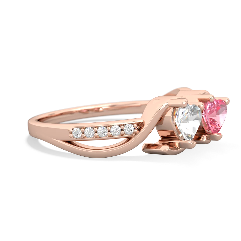 White Topaz Side By Side 14K Rose Gold ring R3090