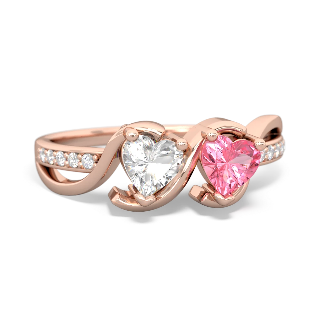 White Topaz Side By Side 14K Rose Gold ring R3090