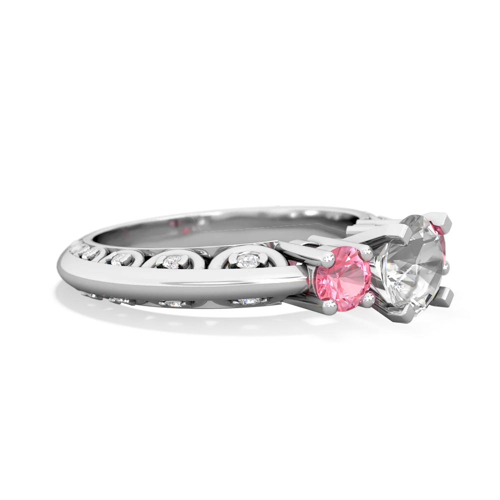 White Topaz Art Deco Eternal Embrace Engagement 14K White Gold ring C2003