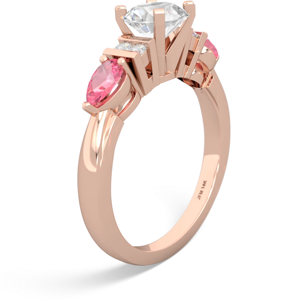 White Topaz 6Mm Round Eternal Embrace Engagement 14K Rose Gold ring R2005