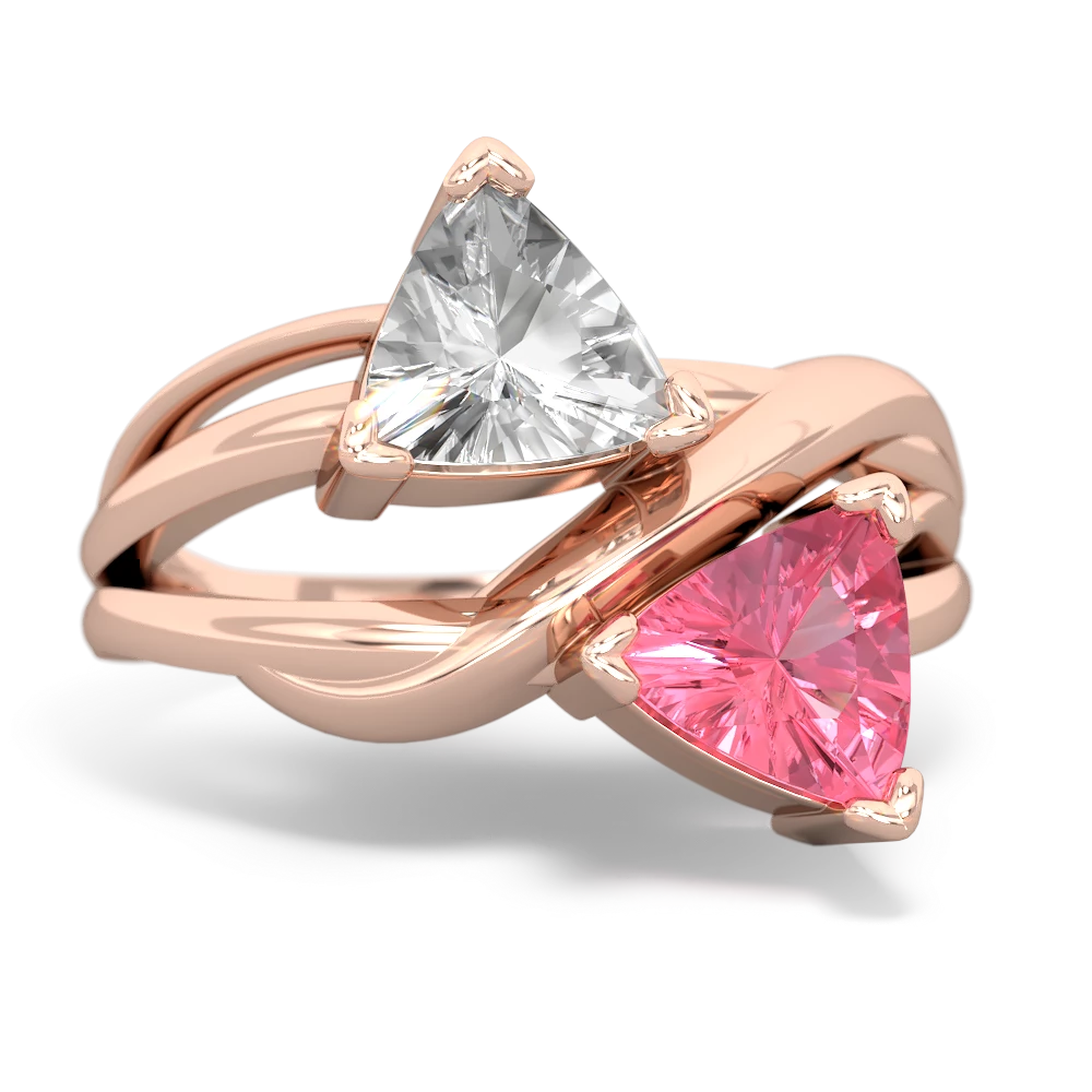 White Topaz Split Band Swirl 14K Rose Gold ring R2341