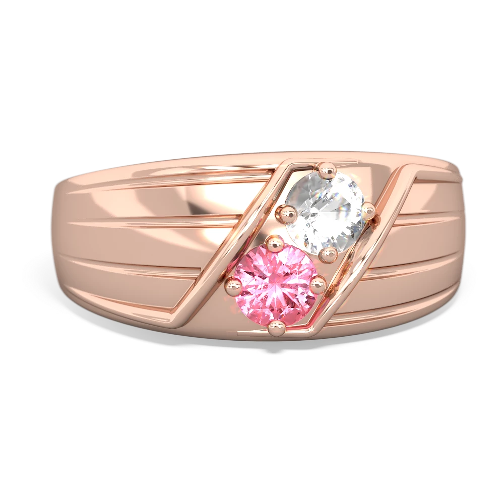 White Topaz Men's Streamline 14K Rose Gold ring R0460