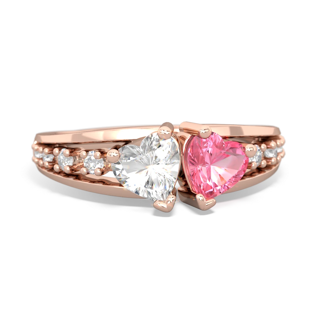 White Topaz Heart To Heart 14K Rose Gold ring R3342