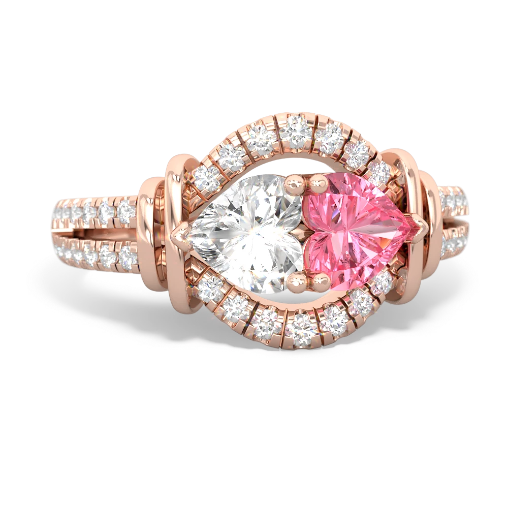 White Topaz Art-Deco Keepsake 14K Rose Gold ring R5630