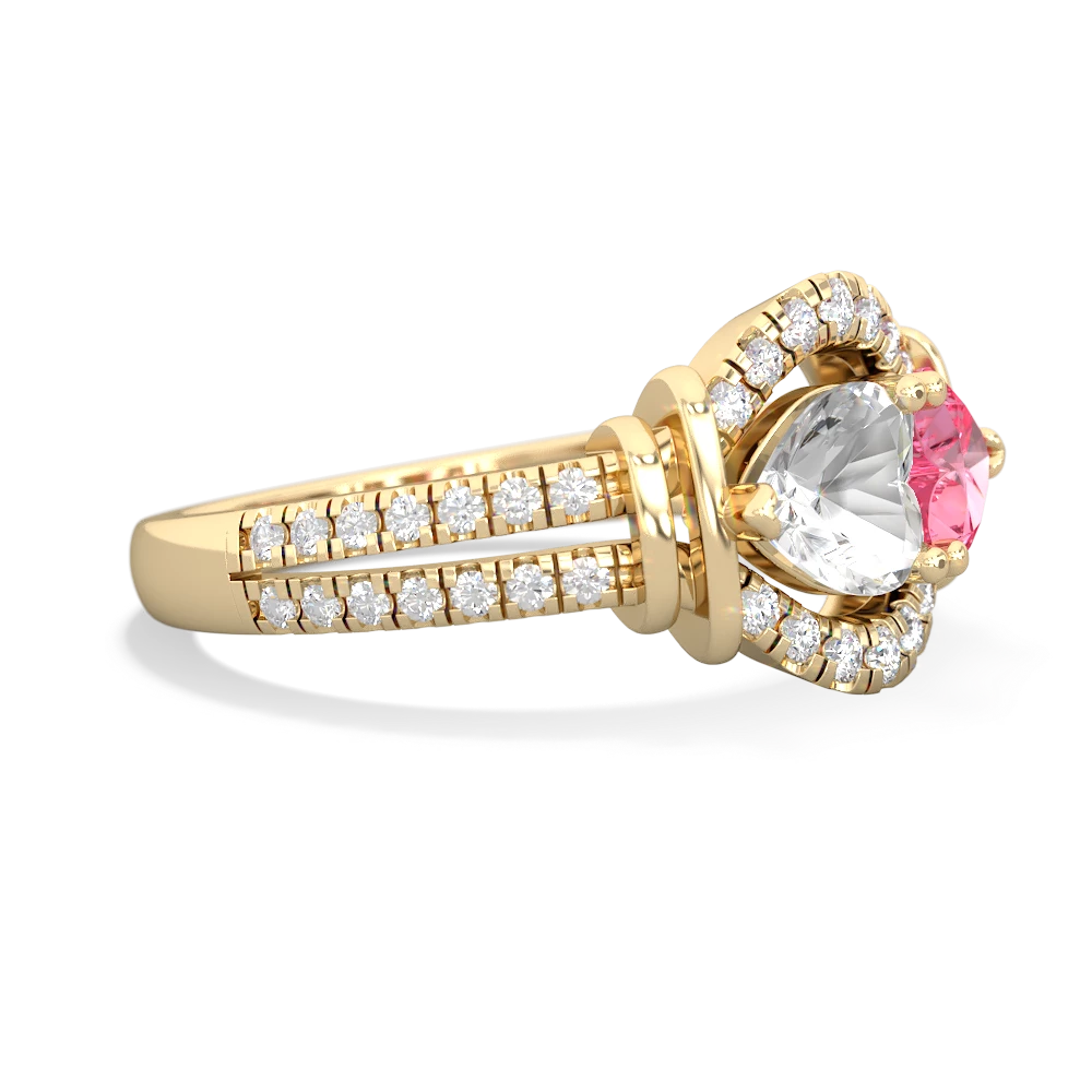 White Topaz Art-Deco Keepsake 14K Yellow Gold ring R5630