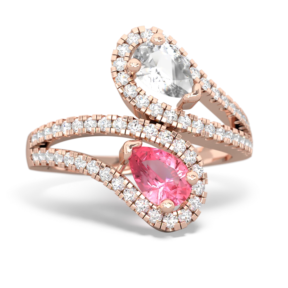 White Topaz Diamond Dazzler 14K Rose Gold ring R3000