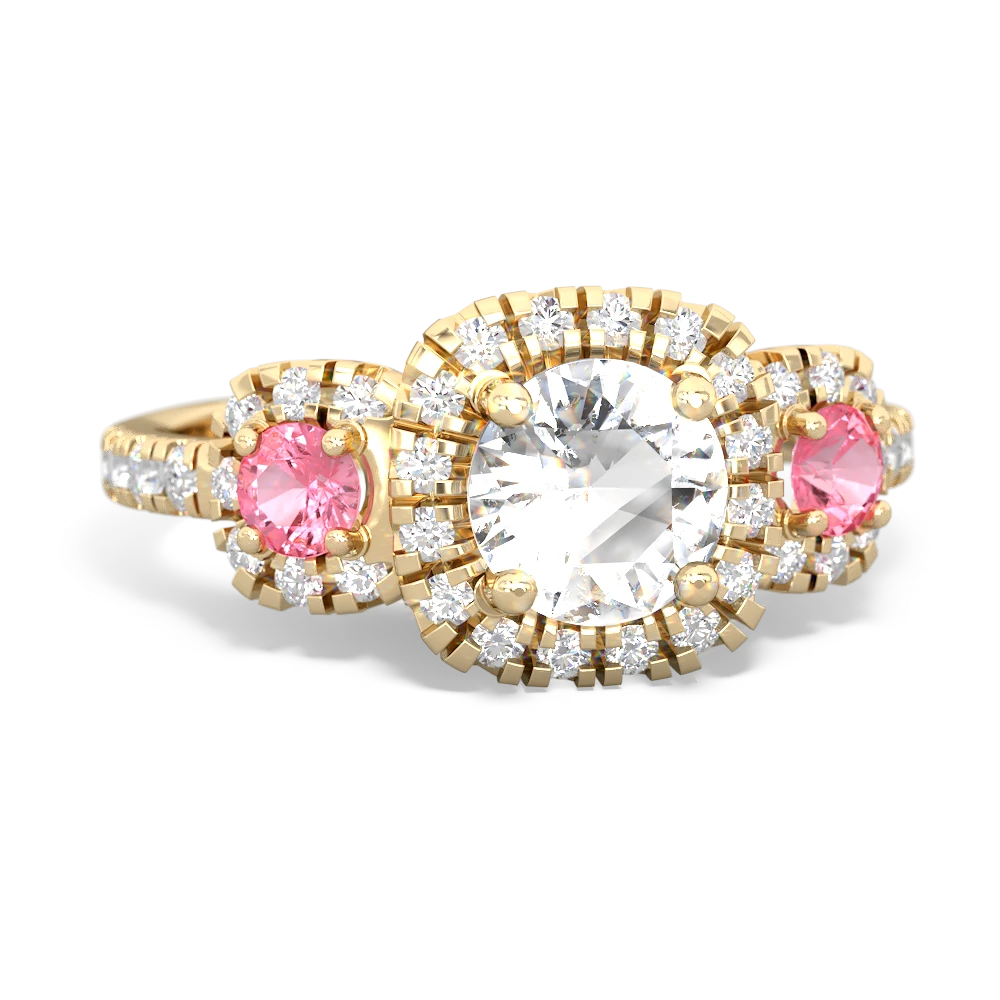 White Topaz Regal Halo 14K Yellow Gold ring R5350