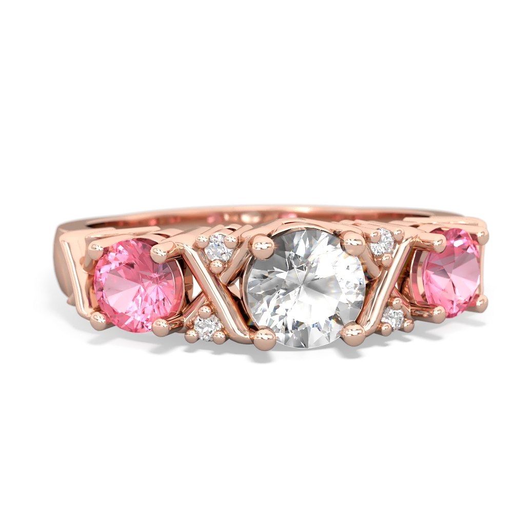 White Topaz Hugs And Kisses 14K Rose Gold ring R5016