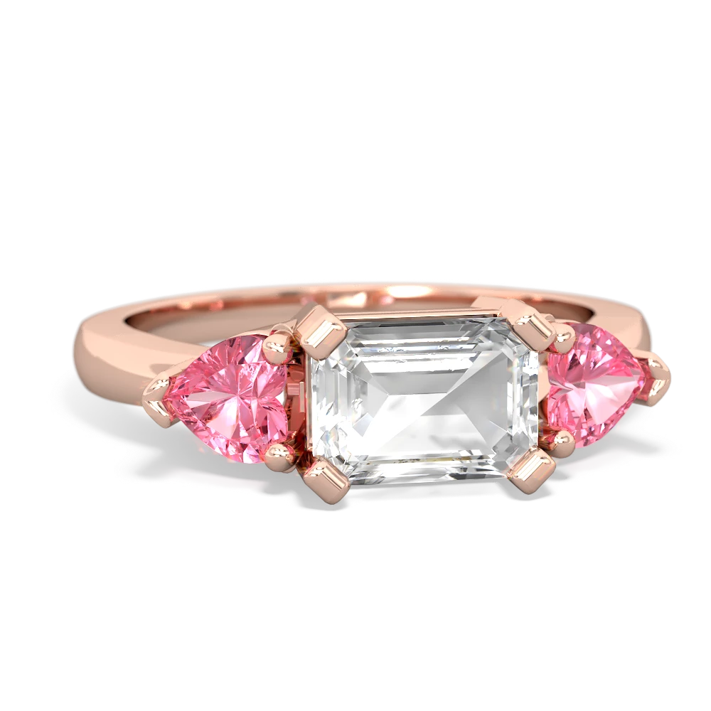 White Topaz Three Stone 14K Rose Gold ring R5235