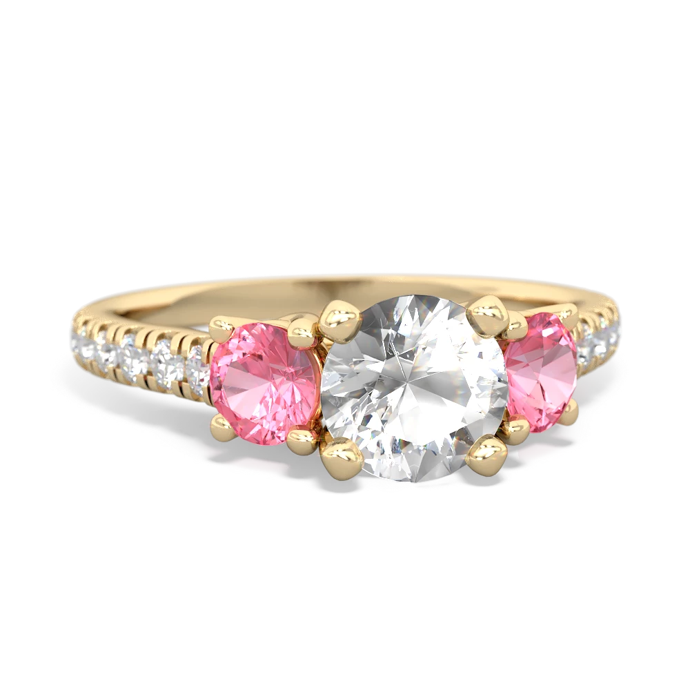 White Topaz Pave Trellis 14K Yellow Gold ring R5500