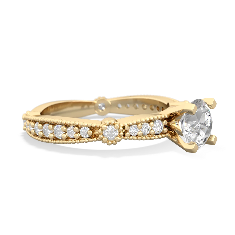 White Topaz Sparkling Tiara 6Mm Round 14K Yellow Gold ring R26296RD