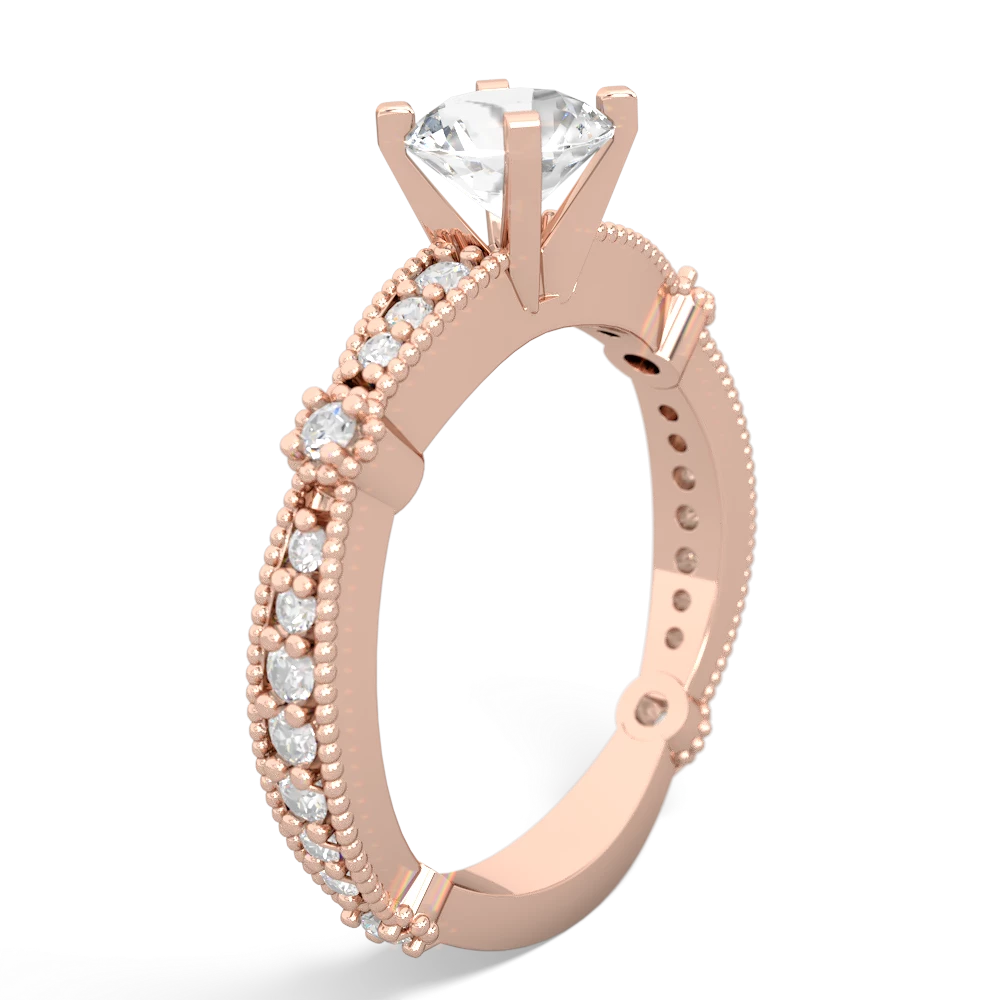 White Topaz Sparkling Tiara 6Mm Round 14K Rose Gold ring R26296RD