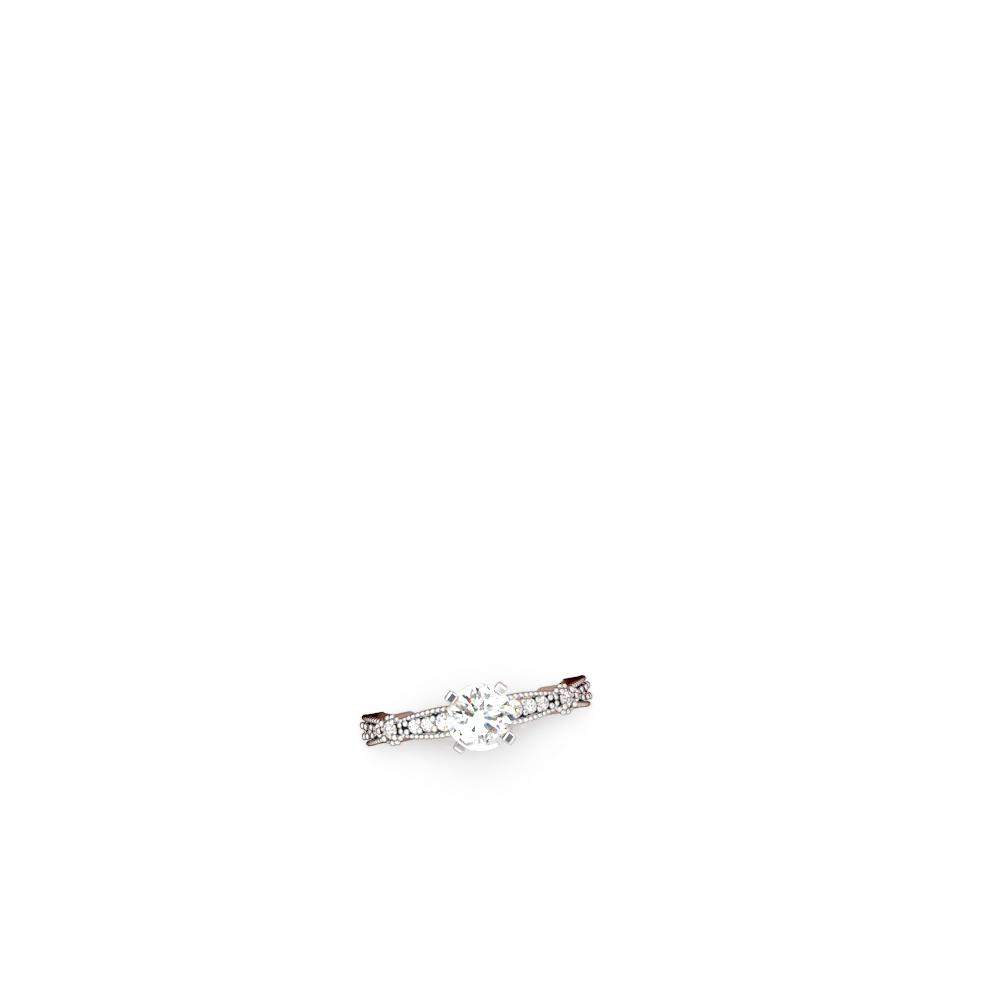 White Topaz Sparkling Tiara 6Mm Round 14K White Gold ring R26296RD