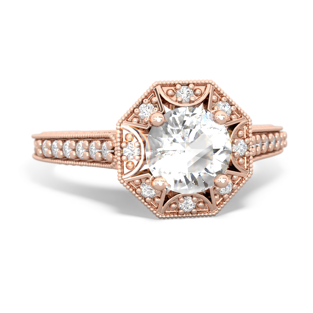 White Topaz Art-Deco Starburst 14K Rose Gold ring R5520