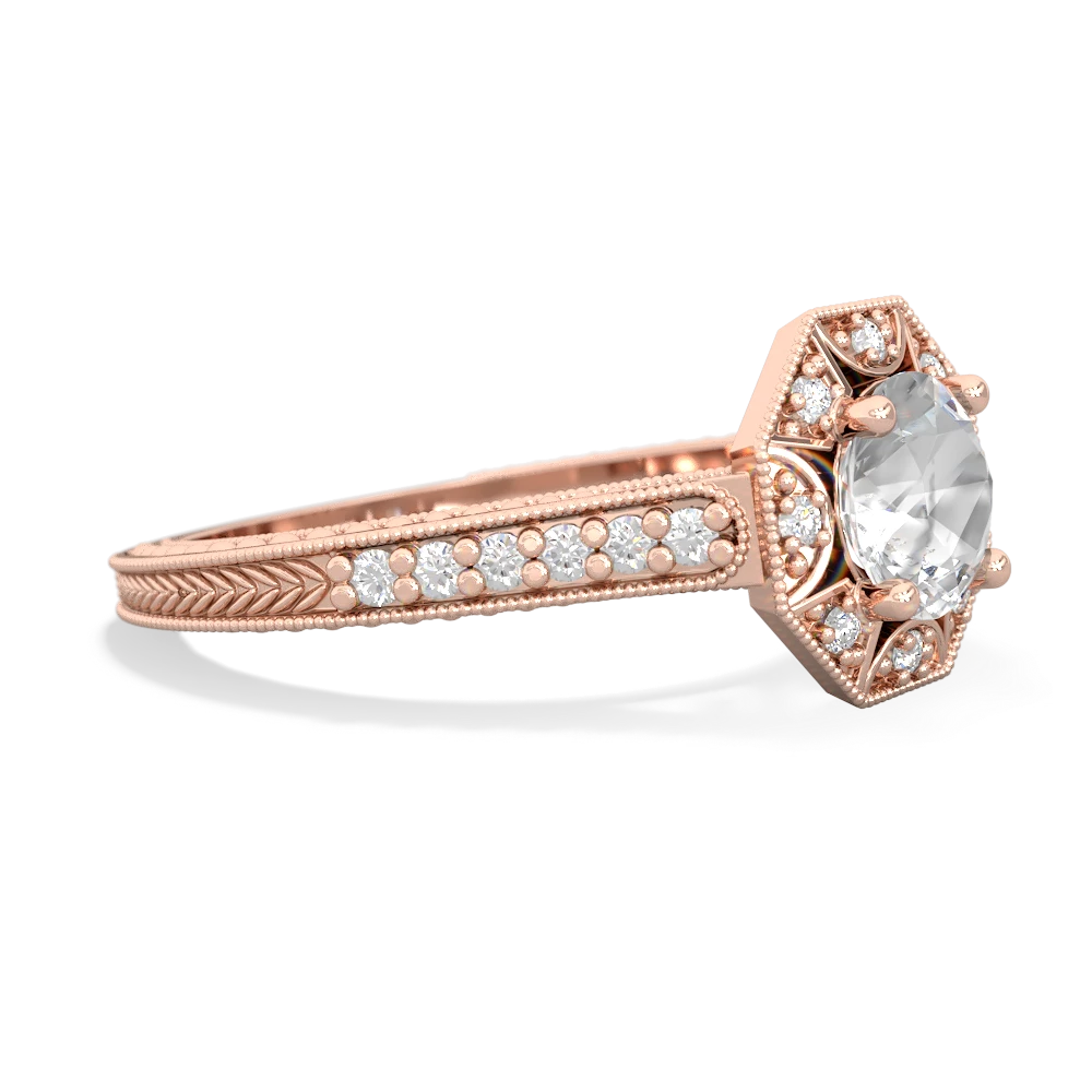 White Topaz Art-Deco Starburst 14K Rose Gold ring R5520