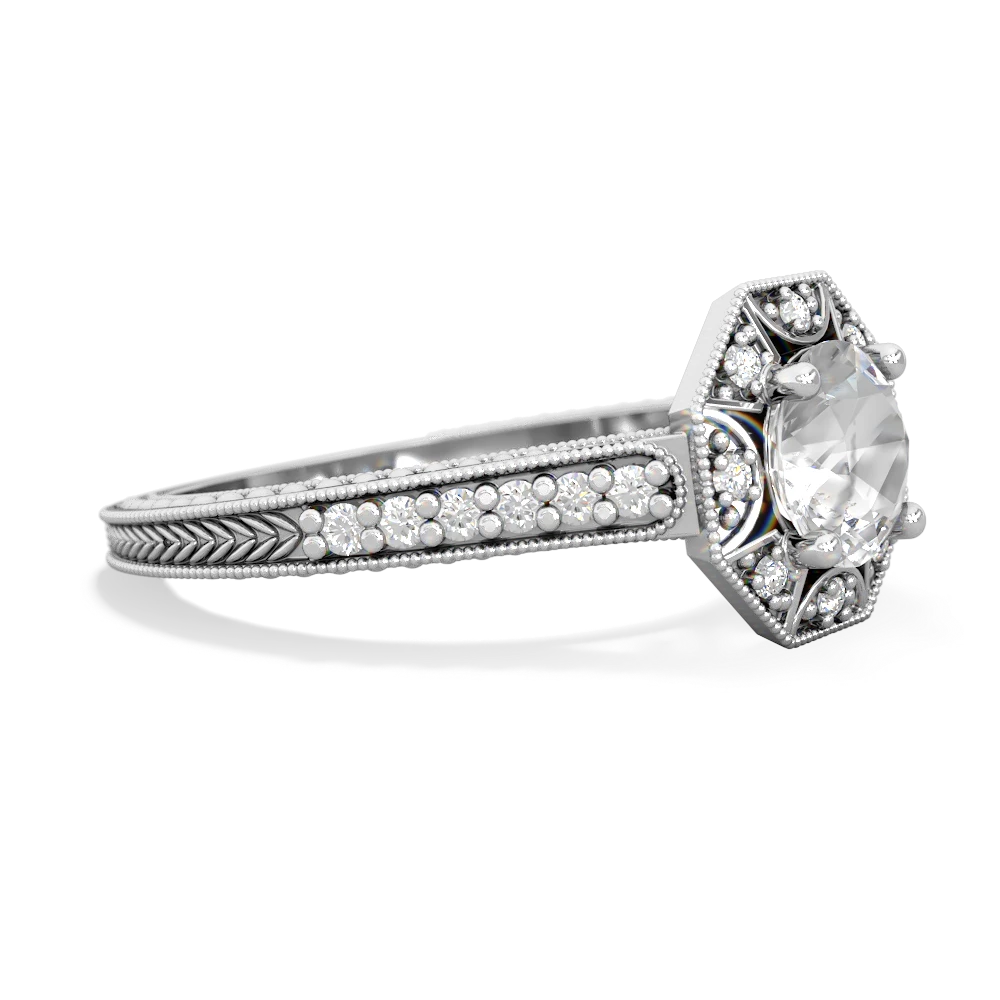 White Topaz Art-Deco Starburst 14K White Gold ring R5520