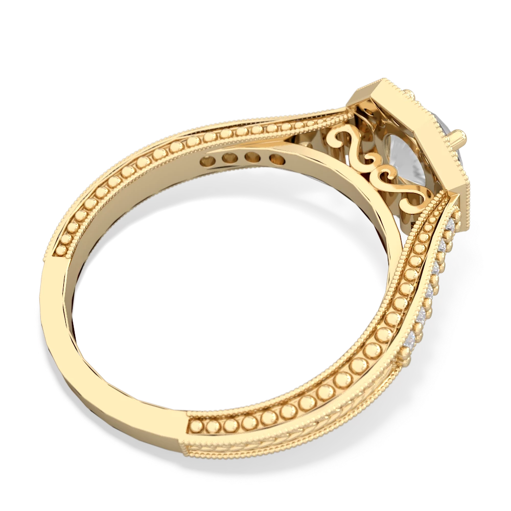 White Topaz Art-Deco Starburst 14K Yellow Gold ring R5520