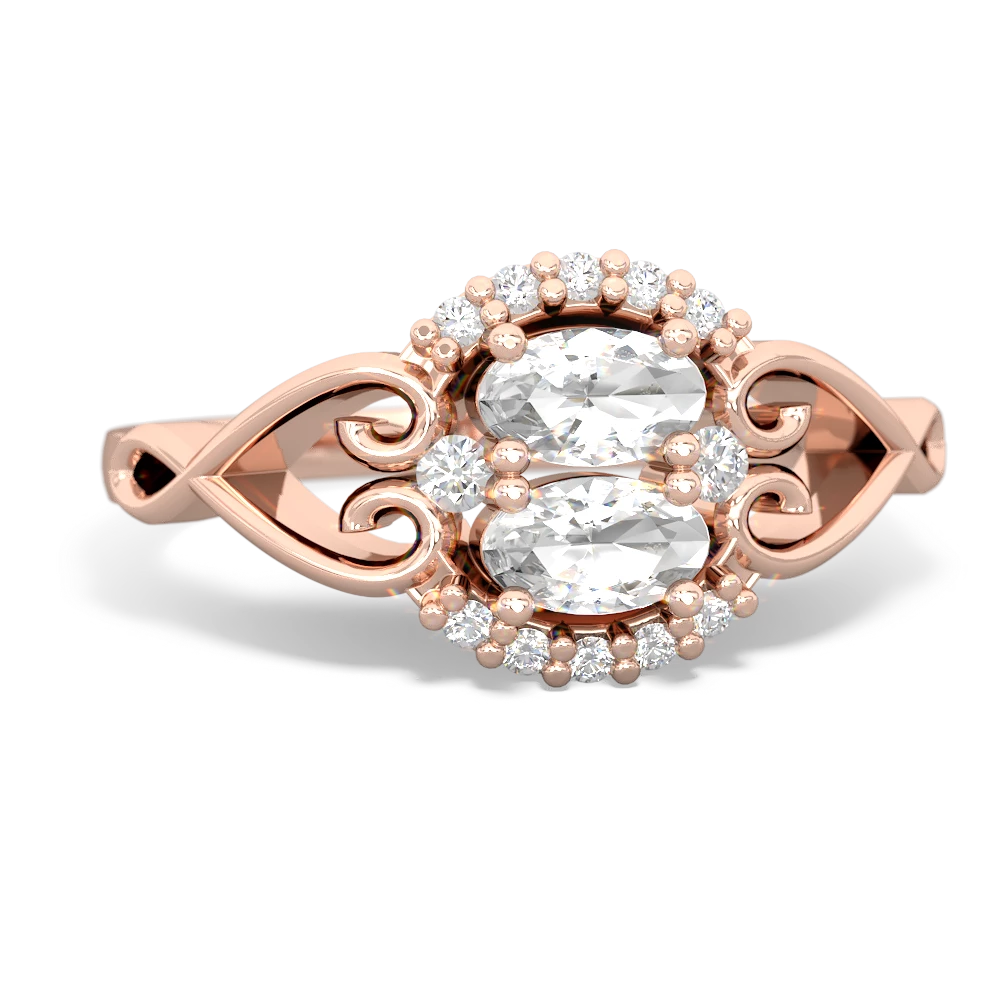 White Topaz Love Nest 14K Rose Gold ring R5860