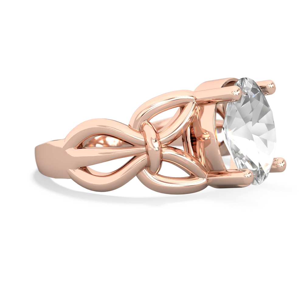 White Topaz Celtic Knot Cocktail 14K Rose Gold ring R2377