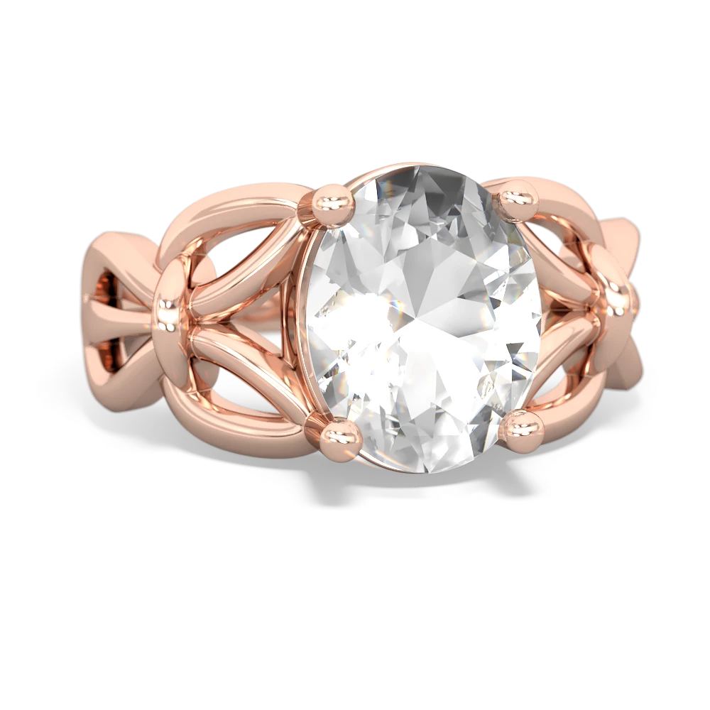 White Topaz Celtic Knot Cocktail 14K Rose Gold ring R2377