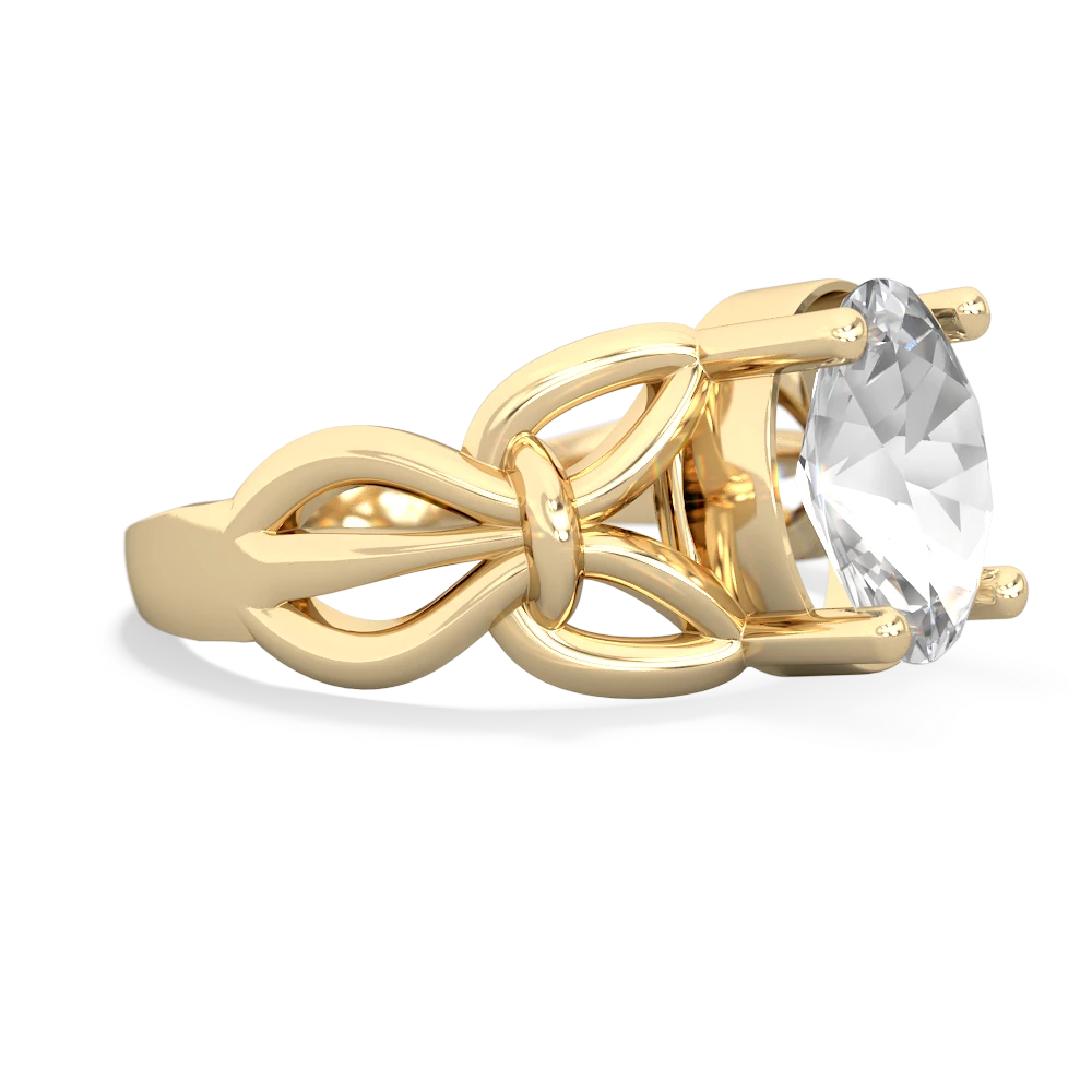 White Topaz Celtic Knot Cocktail 14K Yellow Gold ring R2377