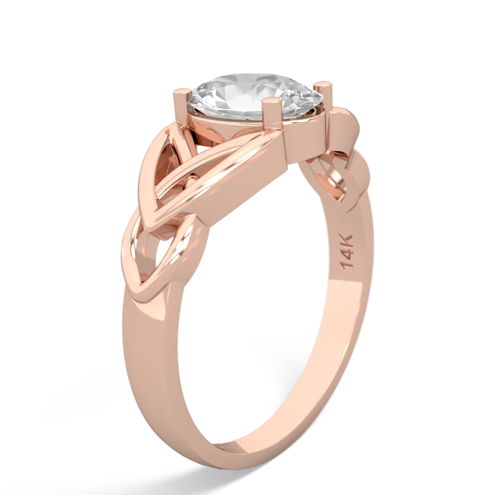 White Topaz Celtic Trinity Knot 14K Rose Gold ring R2389