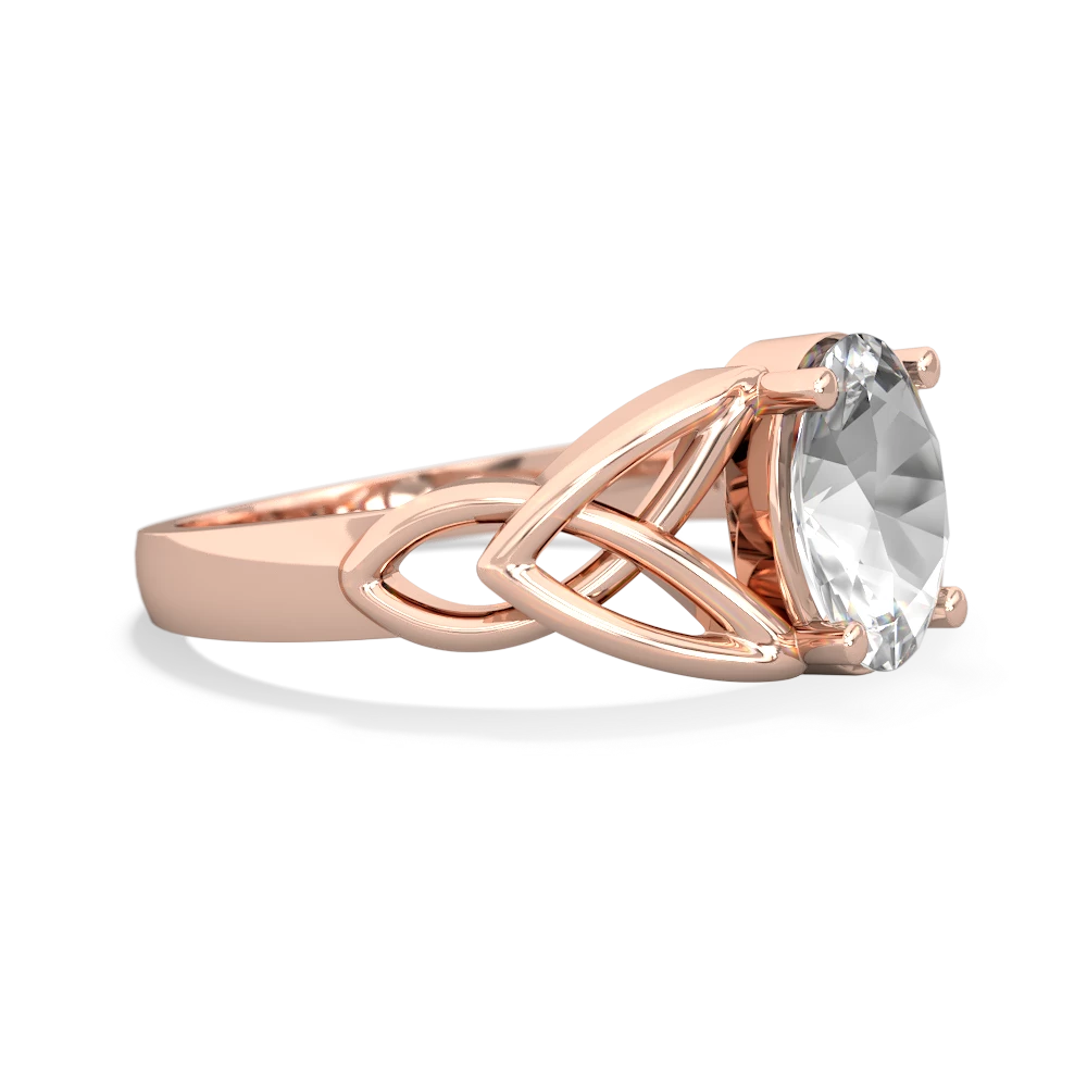 White Topaz Celtic Trinity Knot 14K Rose Gold ring R2389