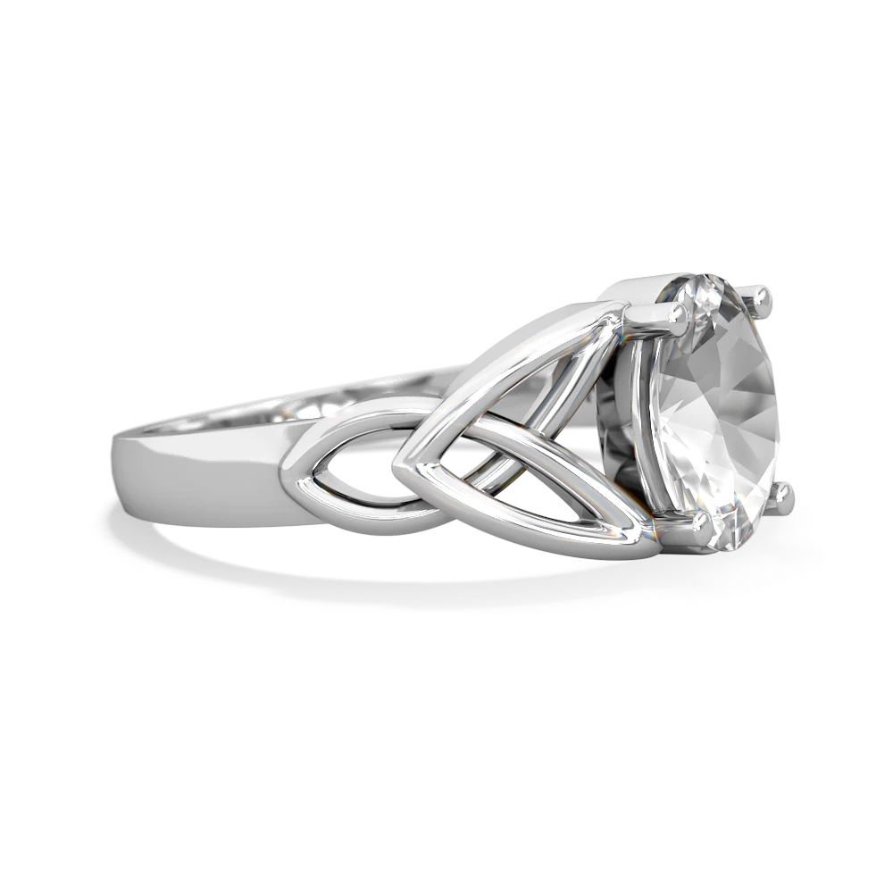 White Topaz Celtic Trinity Knot 14K White Gold ring R2389