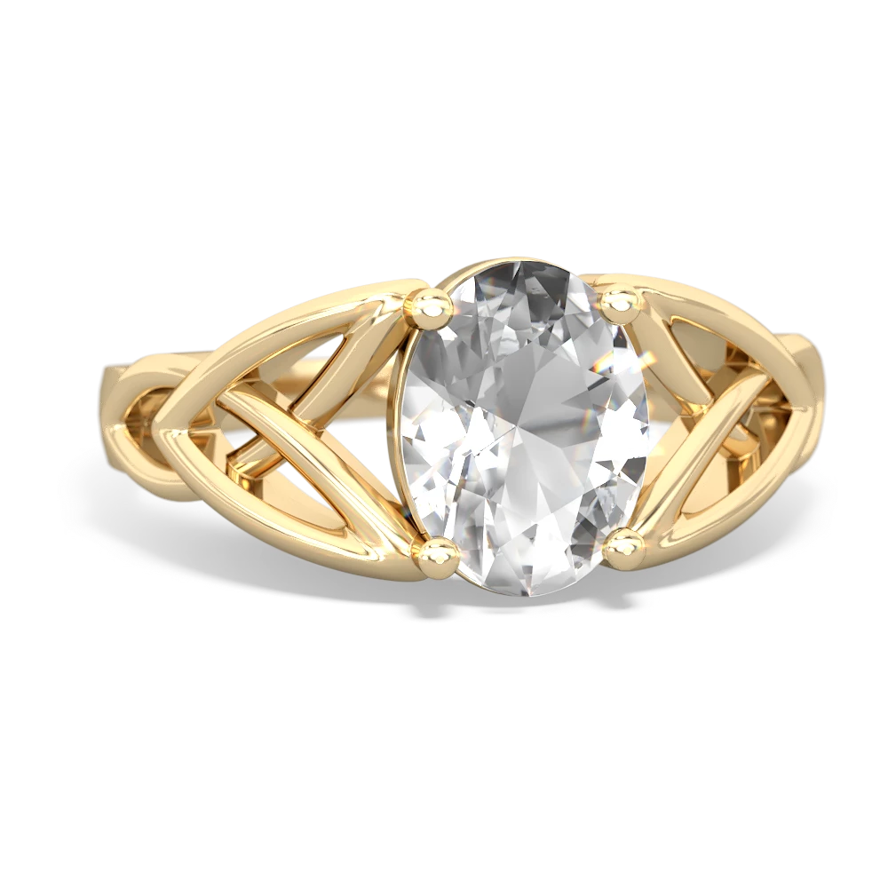 White Topaz Celtic Trinity Knot 14K Yellow Gold ring R2389