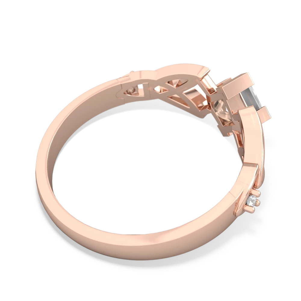 White Topaz Celtic Knot Princess 14K Rose Gold ring R3349