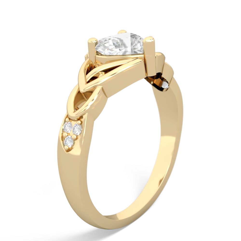 White Topaz Claddagh Celtic Knot Diamond 14K Yellow Gold ring R5001