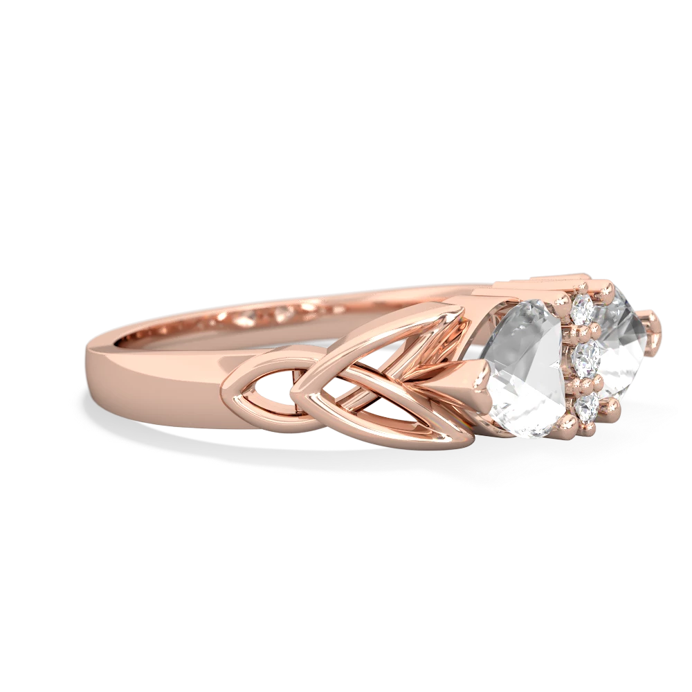 White Topaz Celtic Knot Double Heart 14K Rose Gold ring R5040