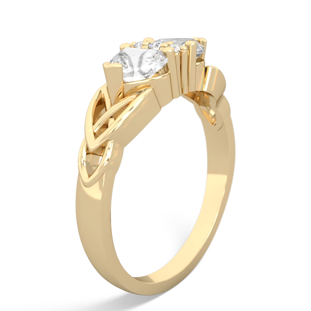 White Topaz Celtic Knot Double Heart 14K Yellow Gold ring R5040