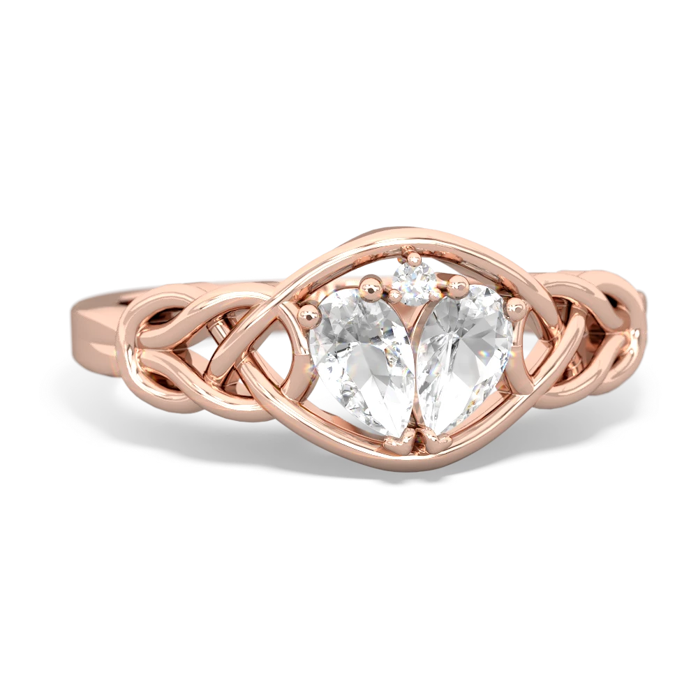 White Topaz Celtic Love Knot 14K Rose Gold ring R5420