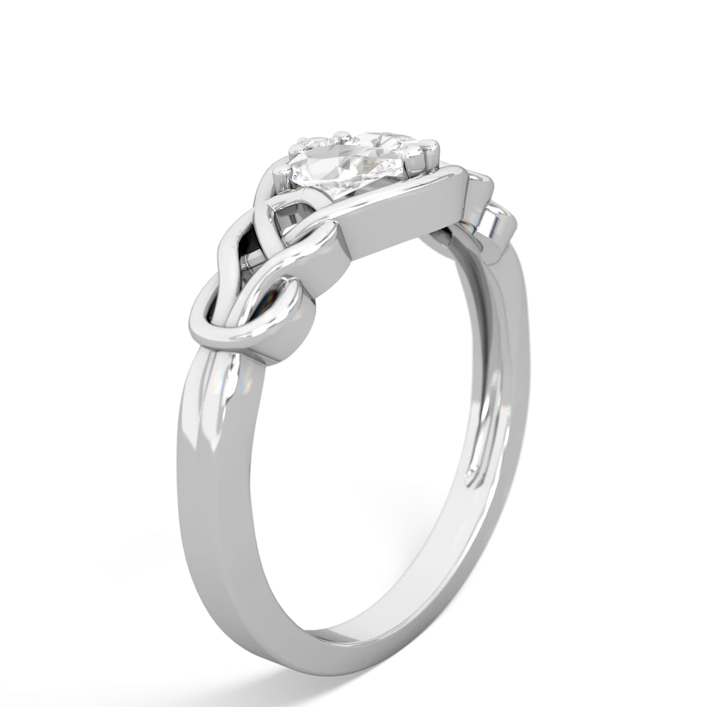 White Topaz Celtic Love Knot 14K White Gold ring R5420